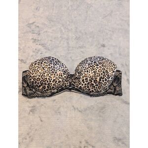 Victoria's Secret size 34B Fabulous Strapless Push Up Bra Leopard Print